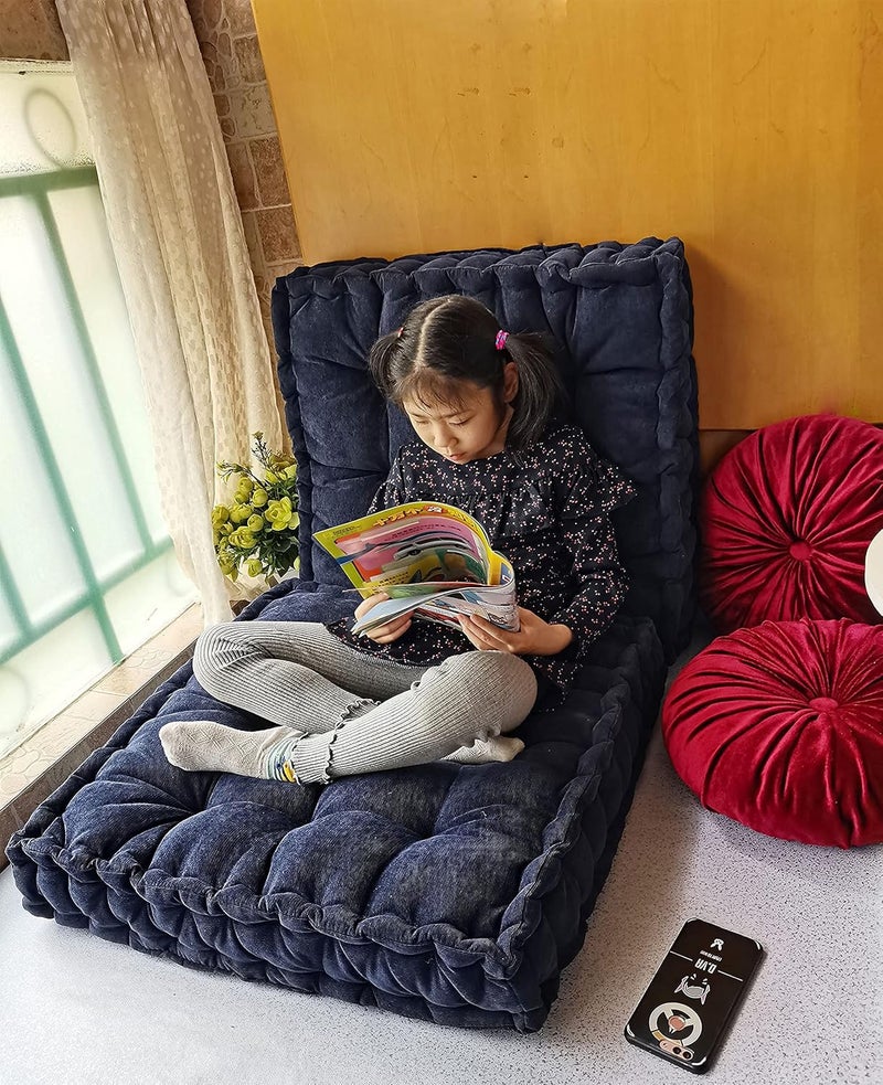 Verpert Floor Pillow 25x25 Inch Square Meditation Cushion Floor Seating for Adults Oversized Tufted seat Cushion Reading Nook for Kids, Yoga Meditation Pillow for Sitting on Floor (Navy) - Image 4